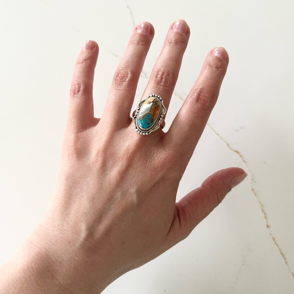 Sterling Silver Spiny Oyster Turquoise Ring - Picture 5 of 5